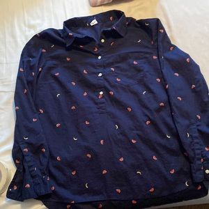 Gap Dark Blue Popover w/Watermelon Print